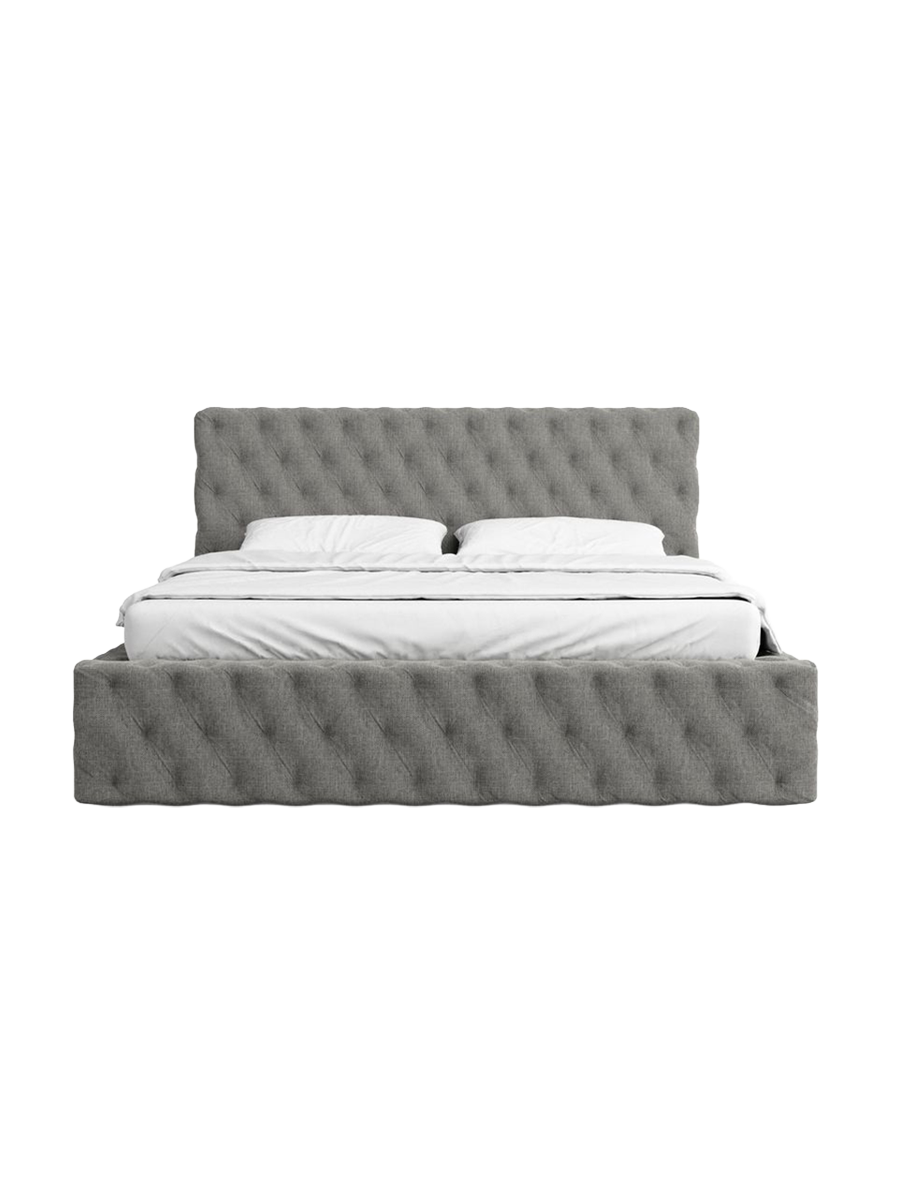 
Design Polsterbett „Garbo“ mit Ablagefach, Webstoff Grau - 140 x 200 cm
