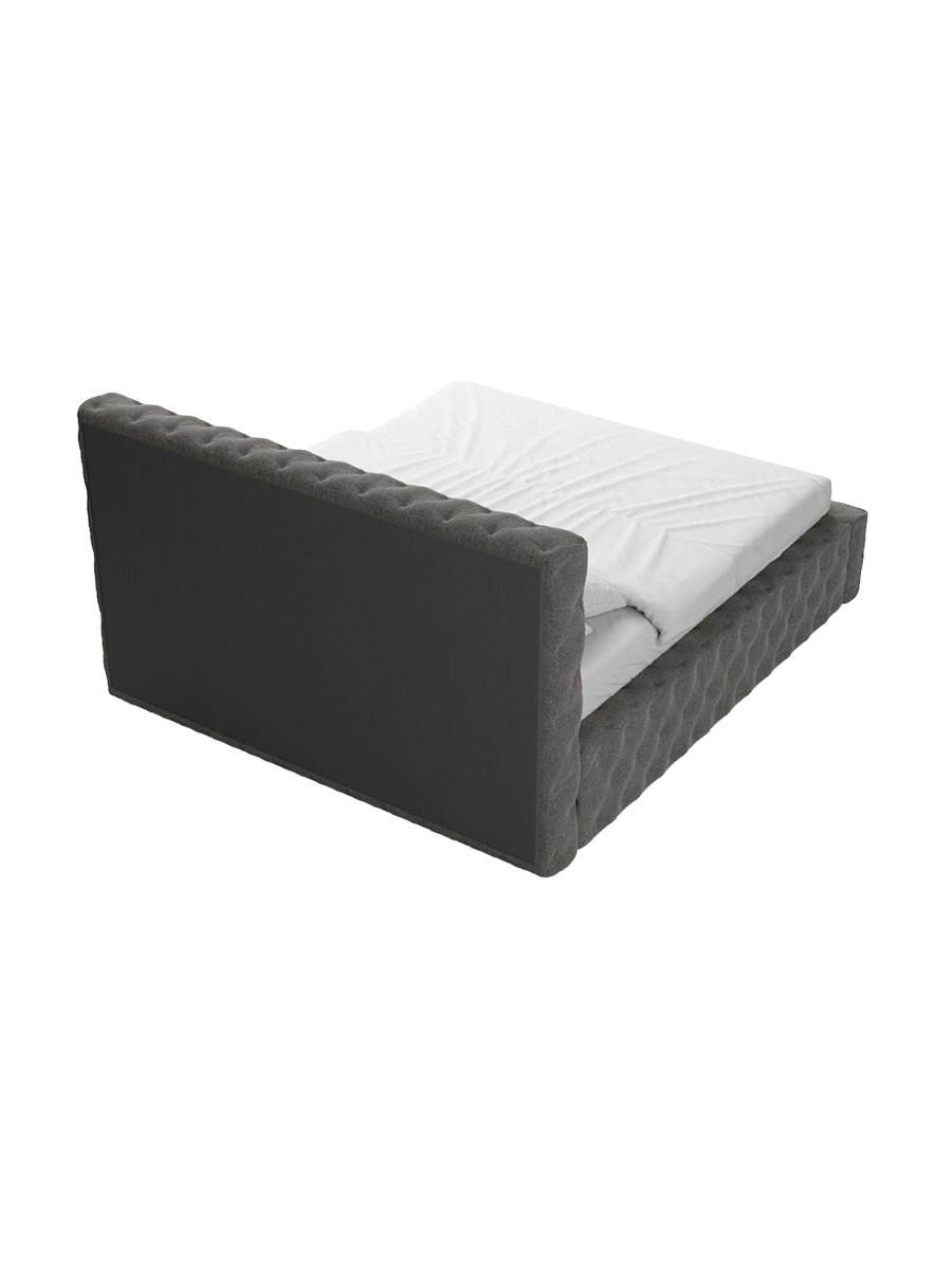 
Design Polsterbett „Garbo“ mit Ablagefach, Webstoff Grau - 140 x 200 cm