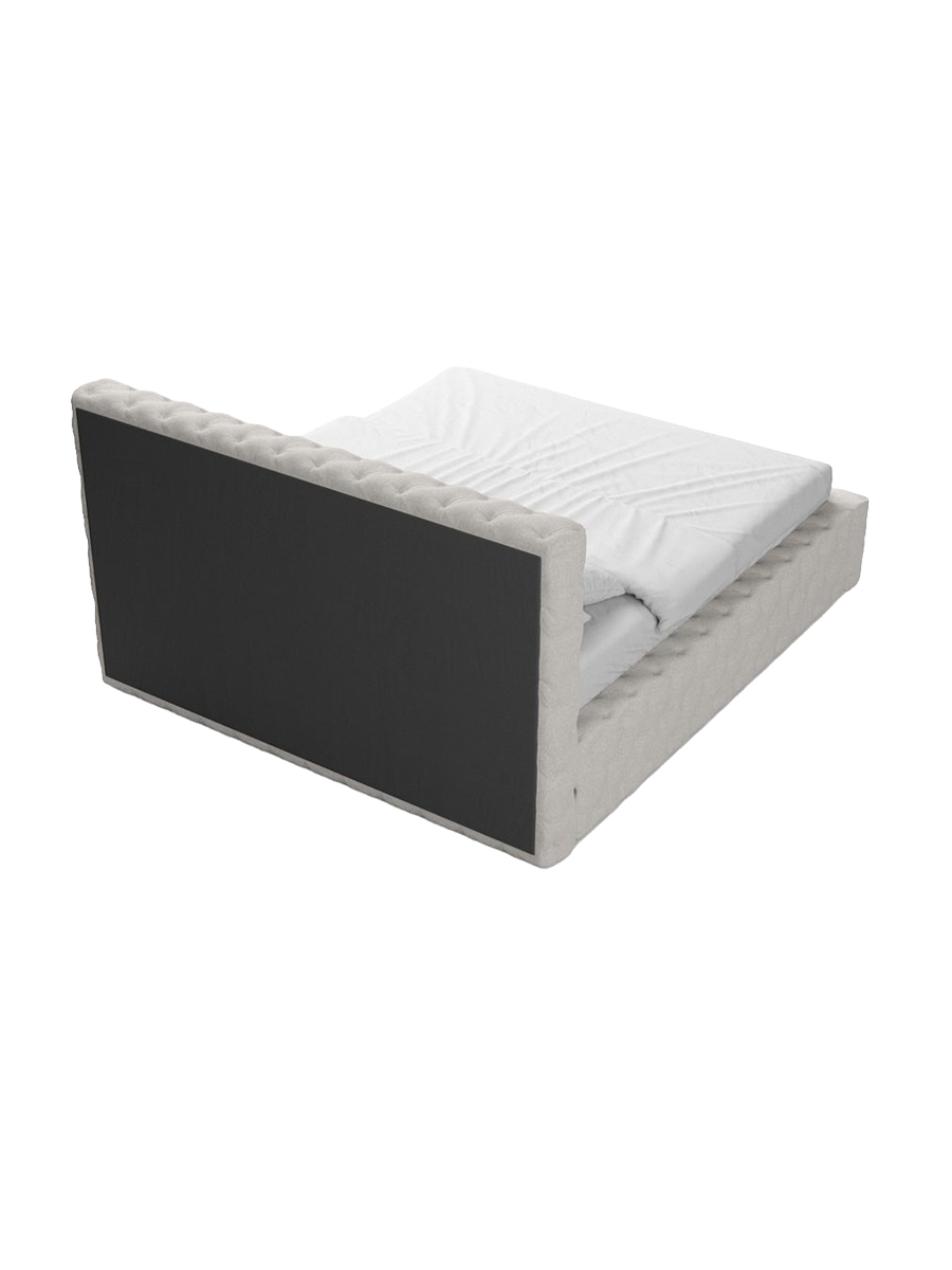 
Design Polsterbett „Garbo“ mit Ablagefach, Webstoff Weiss - 140 x 200 cm