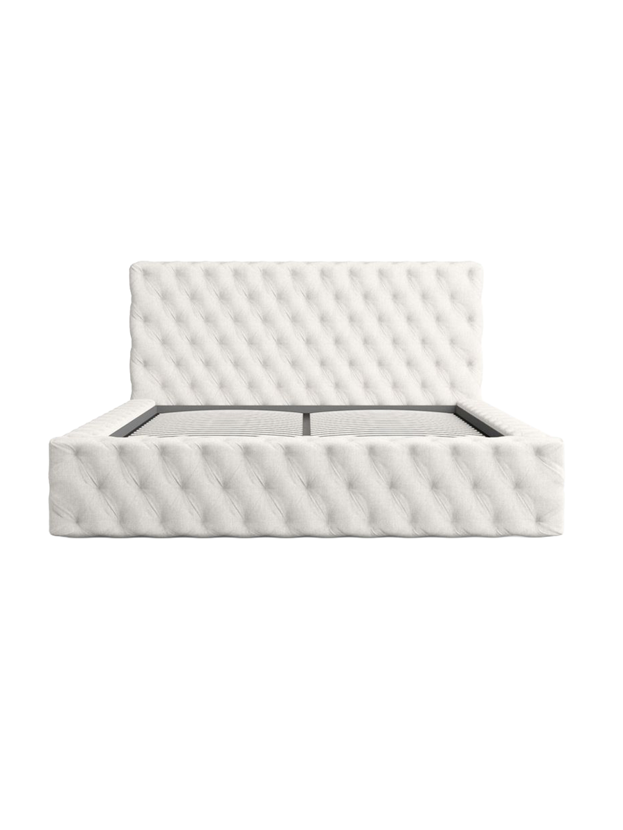 
Design Polsterbett „Garbo“ mit Ablagefach, Webstoff Weiss - 140 x 200 cm