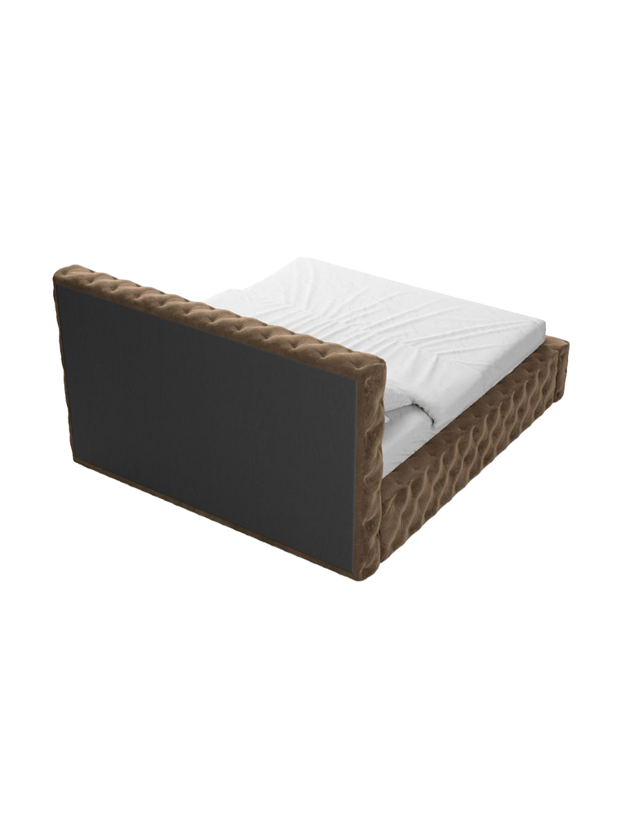 
Design Polsterbett „Garbo“ mit Ablagefach, Samt Braun - 140 x 200 cm