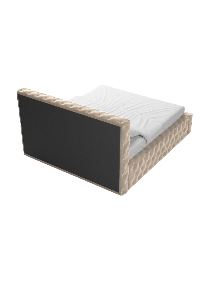 
Design Polsterbett „Garbo“ mit Ablagefach, Samt Cream - 140 x 200 cm