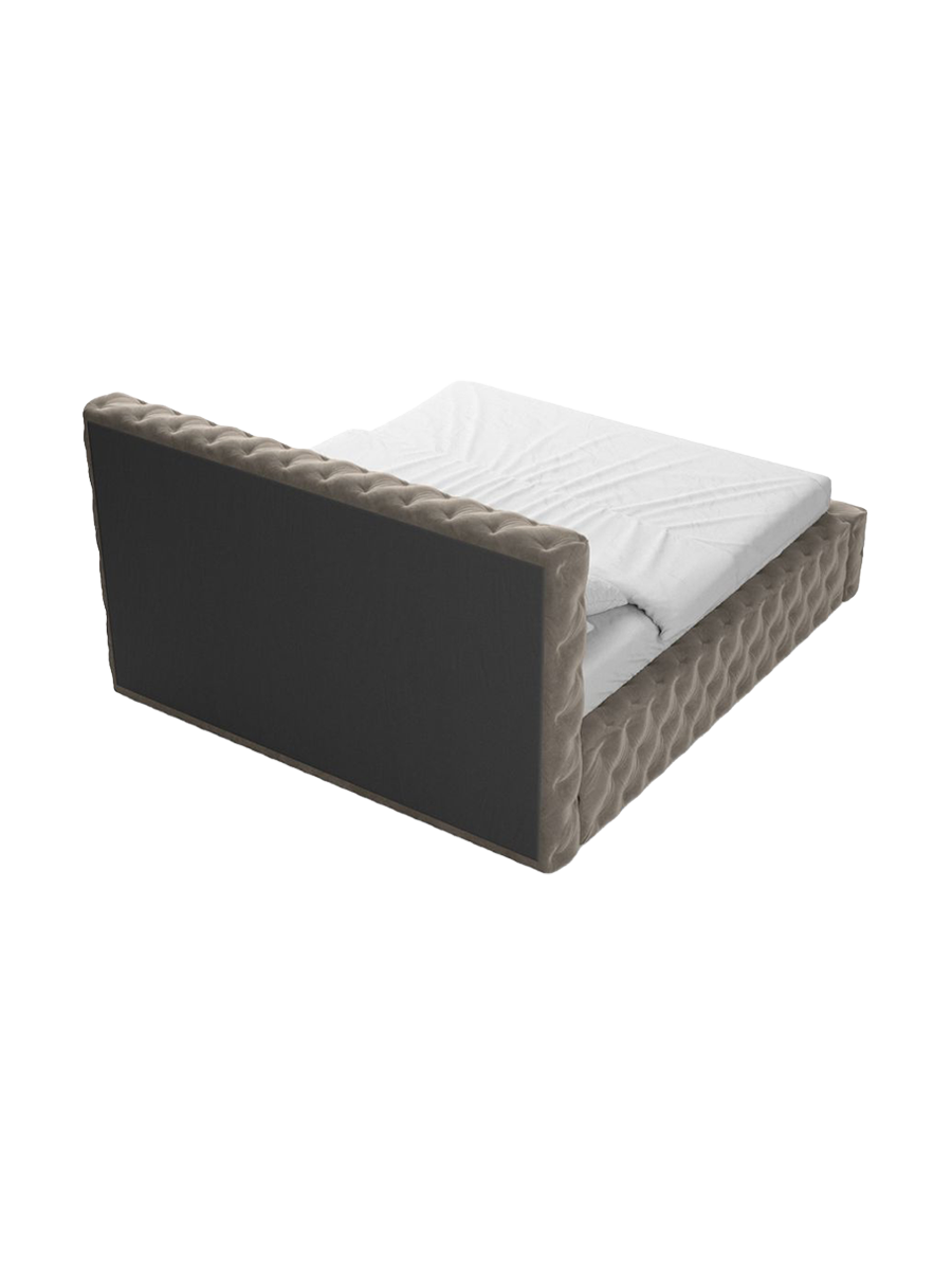 
Design Polsterbett „Garbo“ mit Ablagefach, Samt Beige dunkel - 140 x 200 cm
