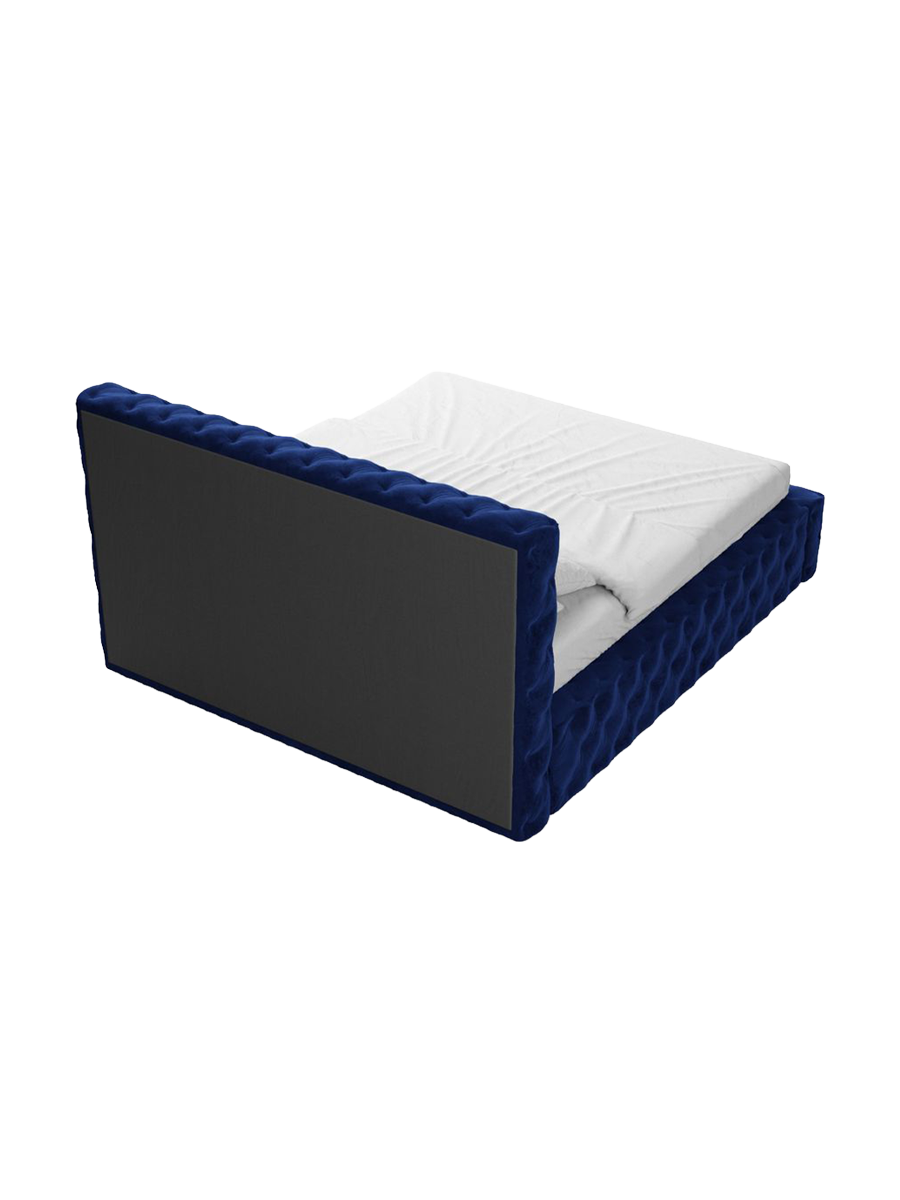 
Design Polsterbett „Garbo“ mit Ablagefach, Samt Dunkelblau - 140 x 200 cm