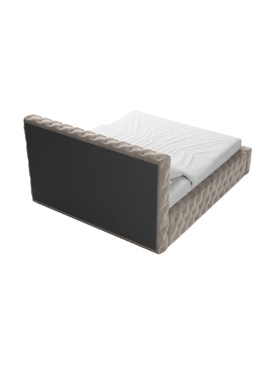 
Design Polsterbett „Garbo“ mit Ablagefach, Samt Sand - 140 x 200 cm