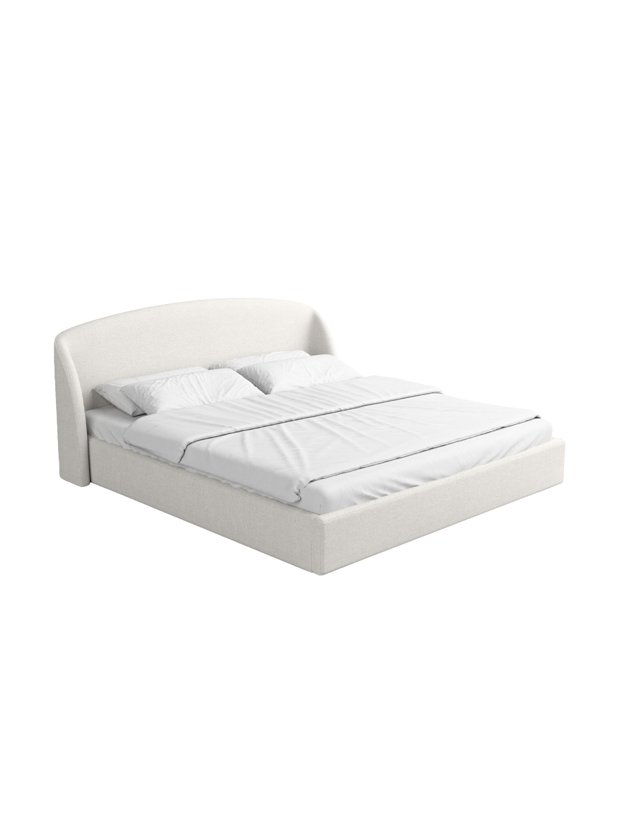 
Design Polsterbett „Eloria“ mit Ablagefach, Bouclé Weiss - 140 x 200 cm