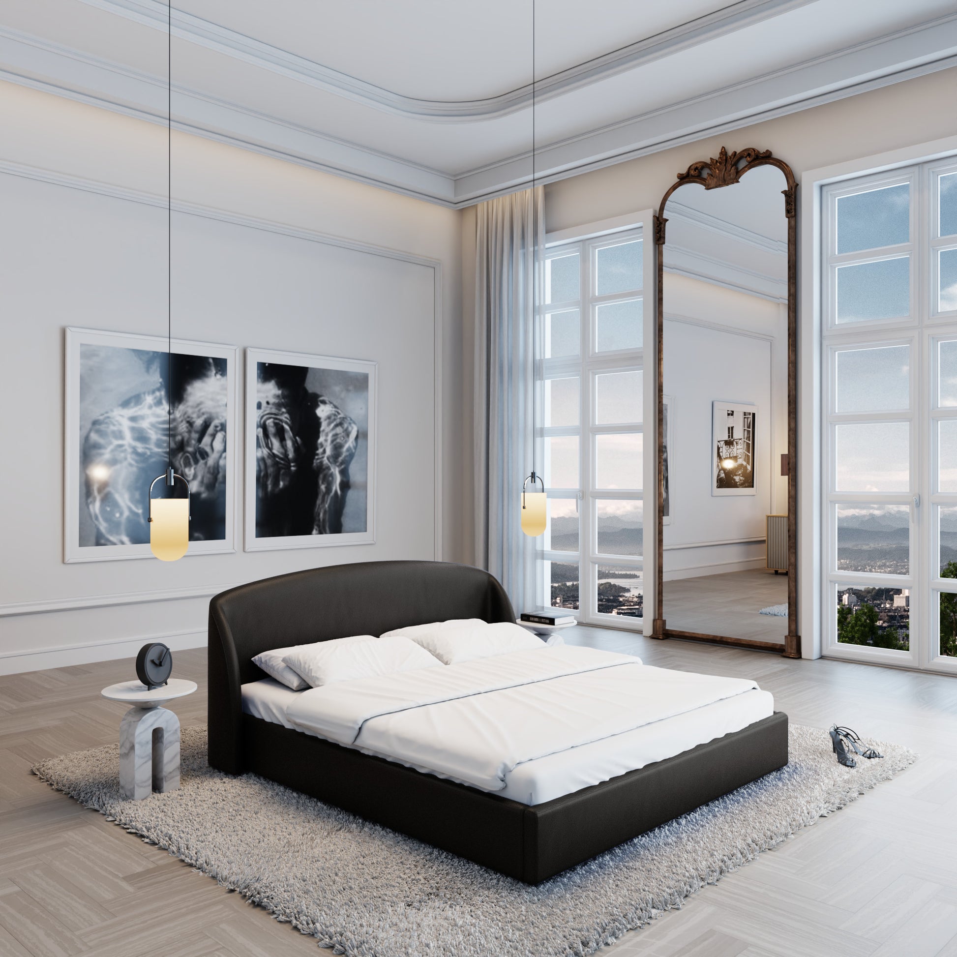 
Design Polsterbett „Eloria“ mit Ablagefach, Kunstleder Schwarz - 140 x 200 cm