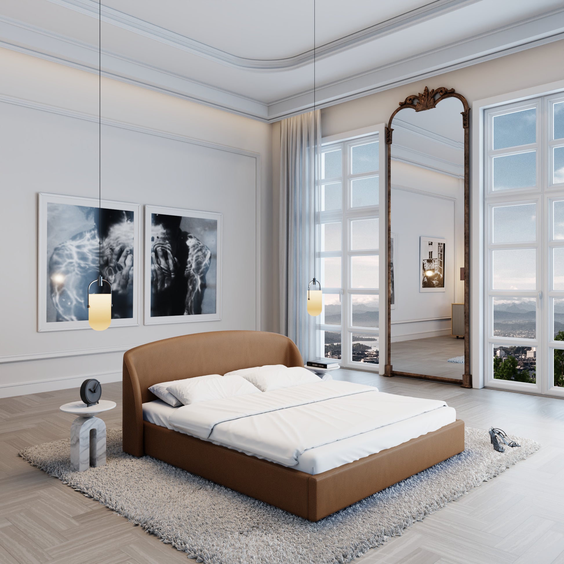 
Design Polsterbett „Eloria“ mit Ablagefach, Kunstleder Choco Brown - 140 x 200 cm
