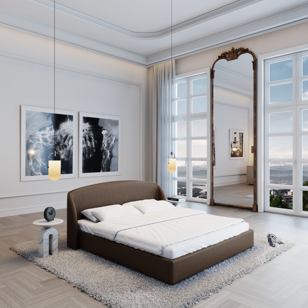 
Design Polsterbett „Eloria“ mit Ablagefach, Kunstleder Dunkelbraun - 140 x 200 cm