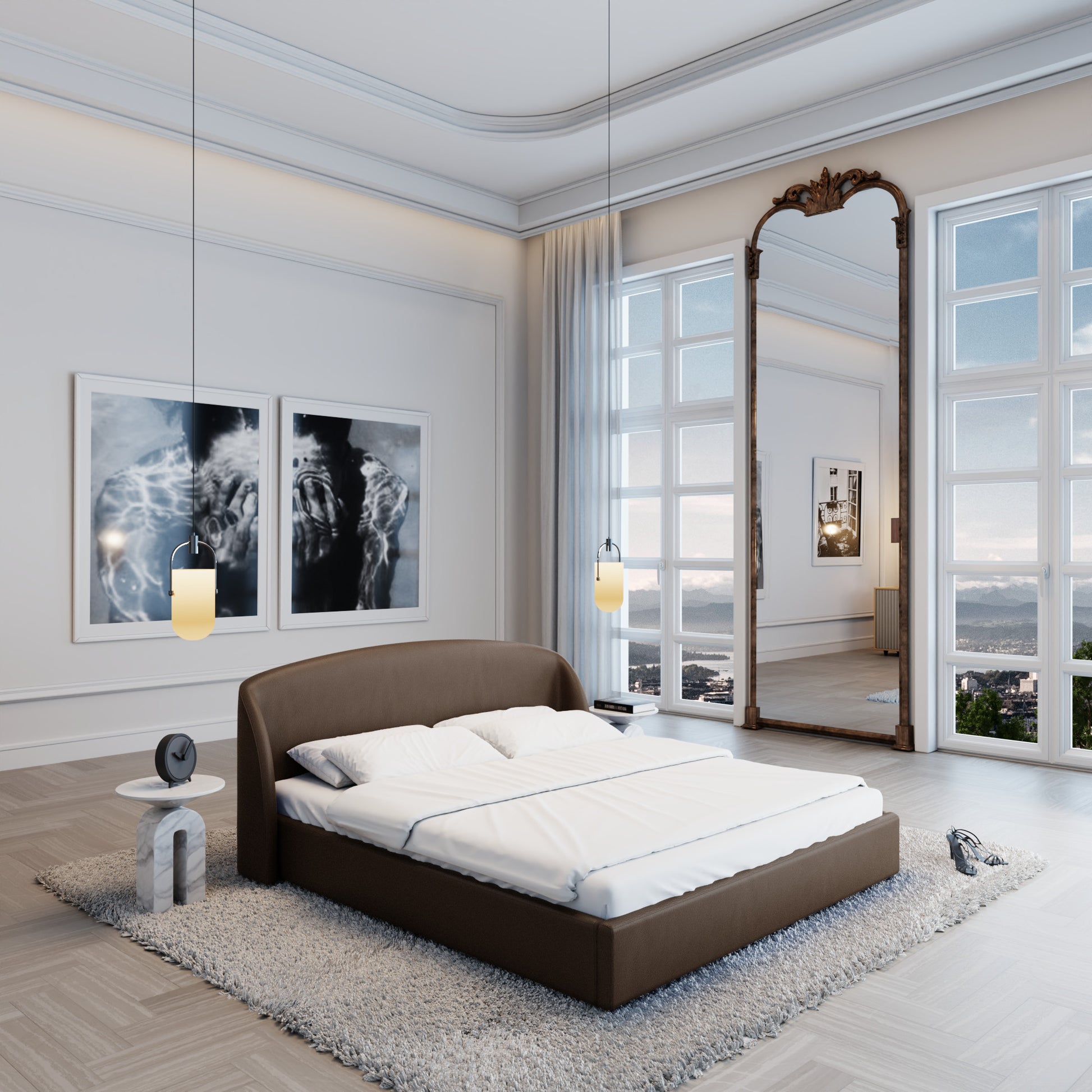 
Design Polsterbett „Eloria“ mit Ablagefach, Kunstleder Dunkelbraun - 140 x 200 cm
