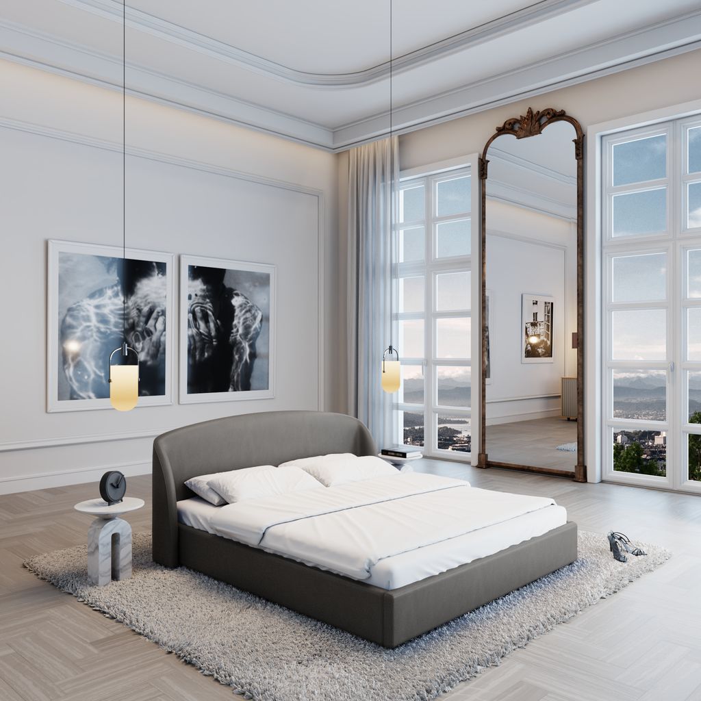
Design Polsterbett „Eloria“ mit Ablagefach, Kunstleder Grau - 140 x 200 cm