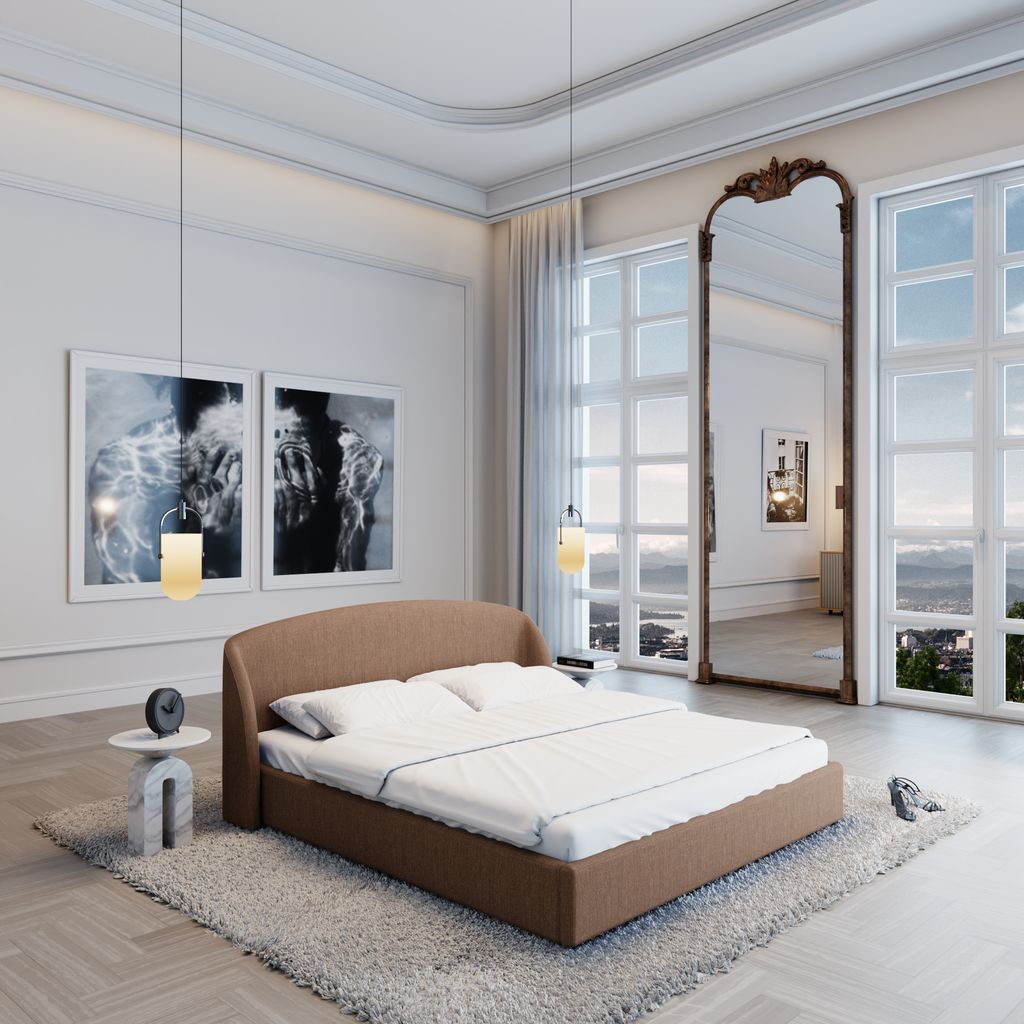 
Design Polsterbett „Eloria“ mit Ablagefach, Webstoff Braun - 140 x 200 cm