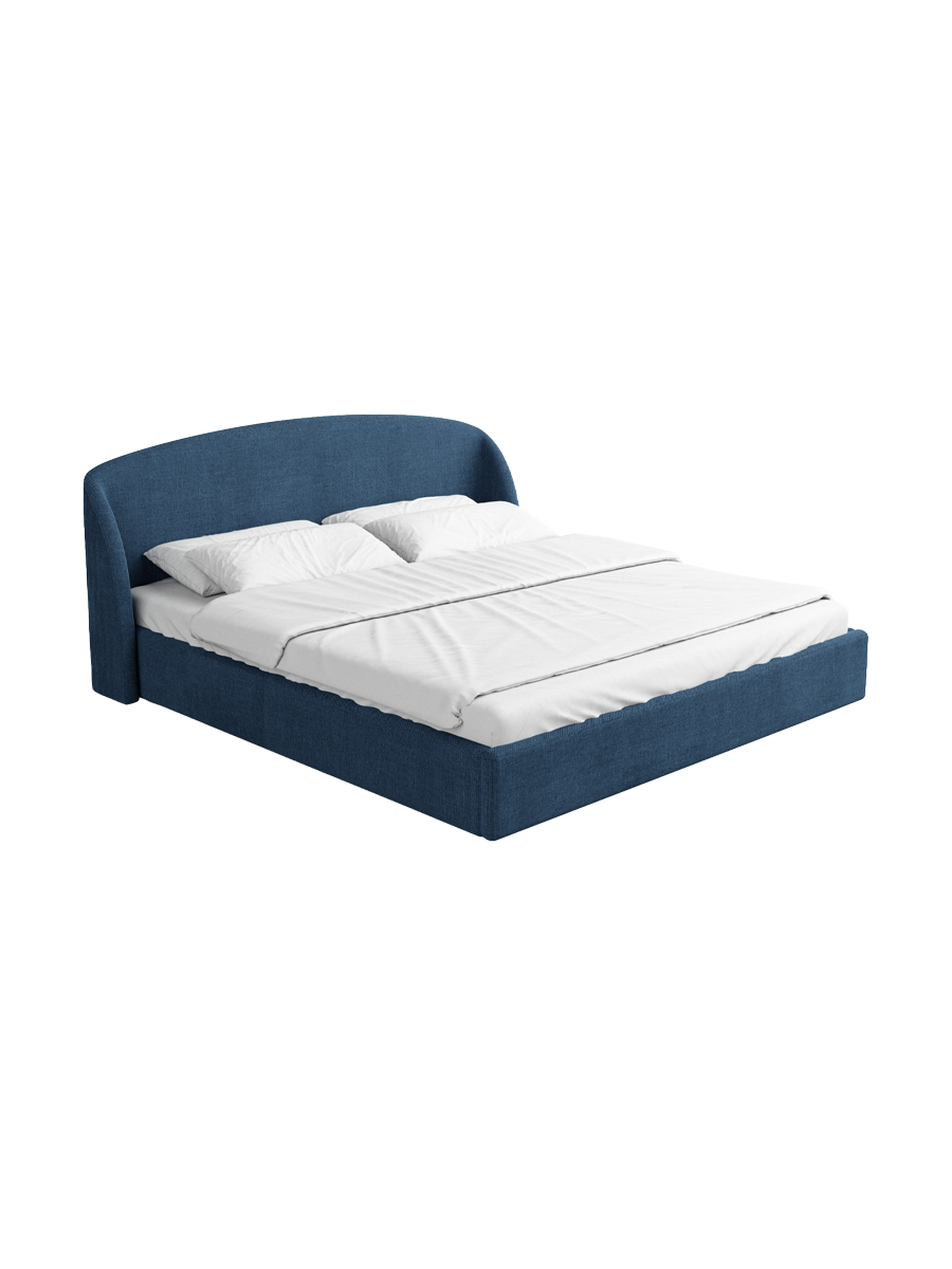 
Design Polsterbett „Eloria“ mit Ablagefach, Webstoff Dunkelblau - 140 x 200 cm