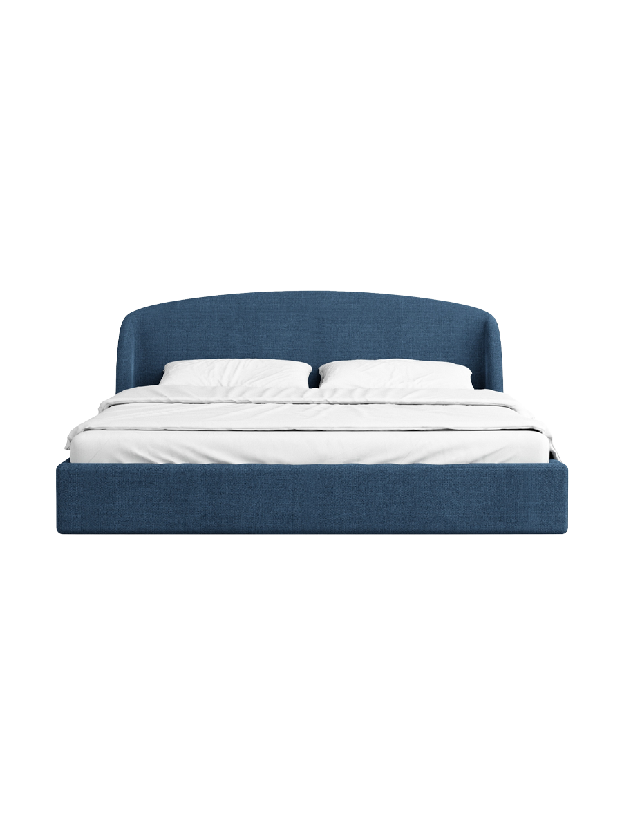 
Design Polsterbett „Eloria“ mit Ablagefach, Webstoff Dunkelblau - 140 x 200 cm