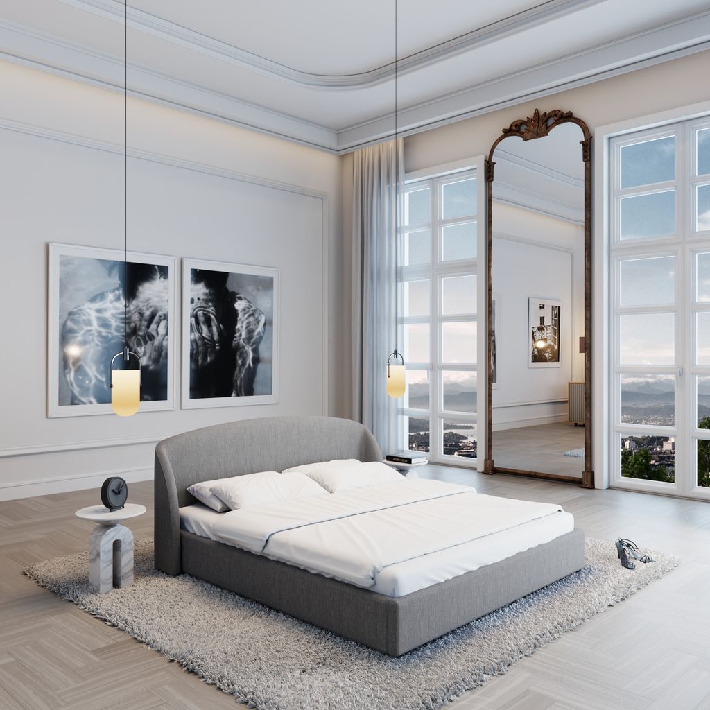 
Design Polsterbett „Eloria“ mit Ablagefach, Webstoff Grau - 140 x 200 cm