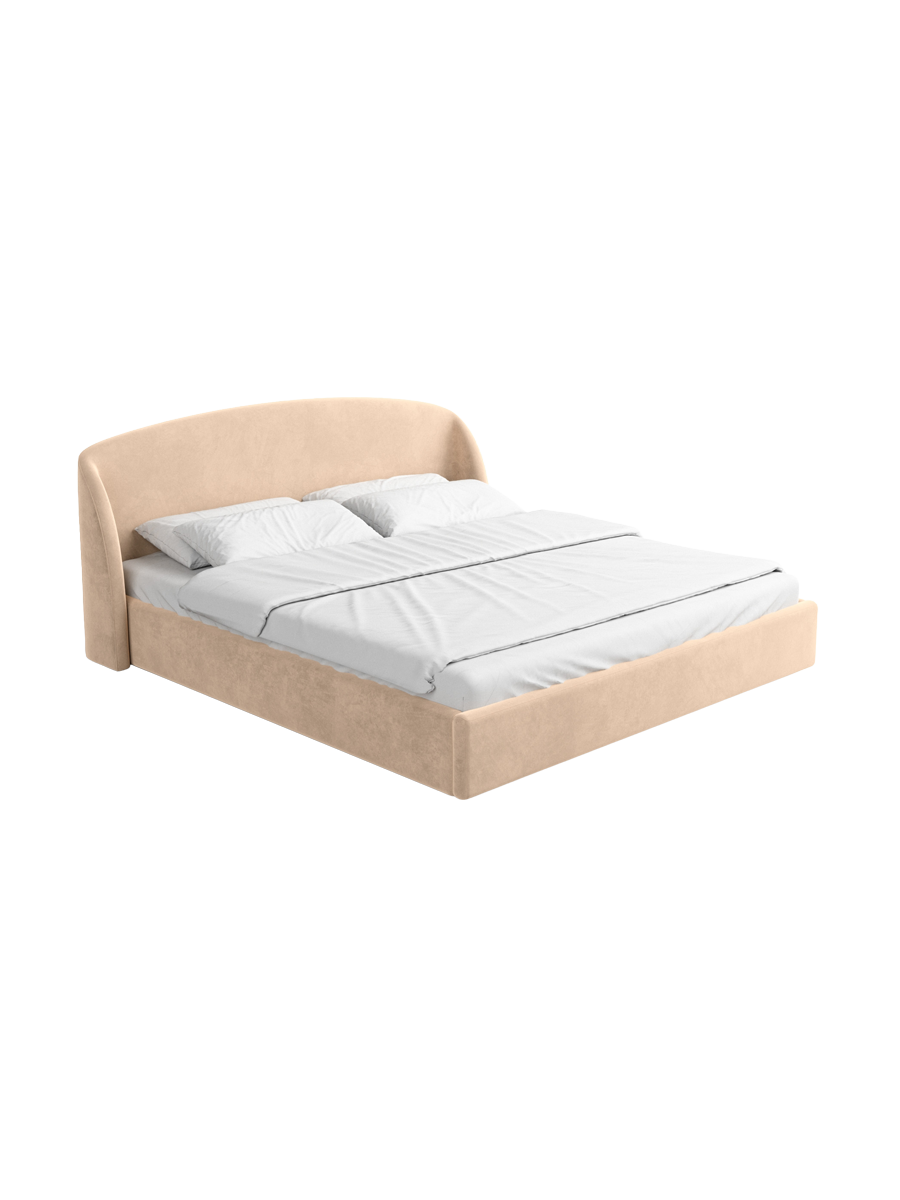 
Design Polsterbett „Eloria“ mit Ablagefach, Samt Beige - 140 x 200 cm
