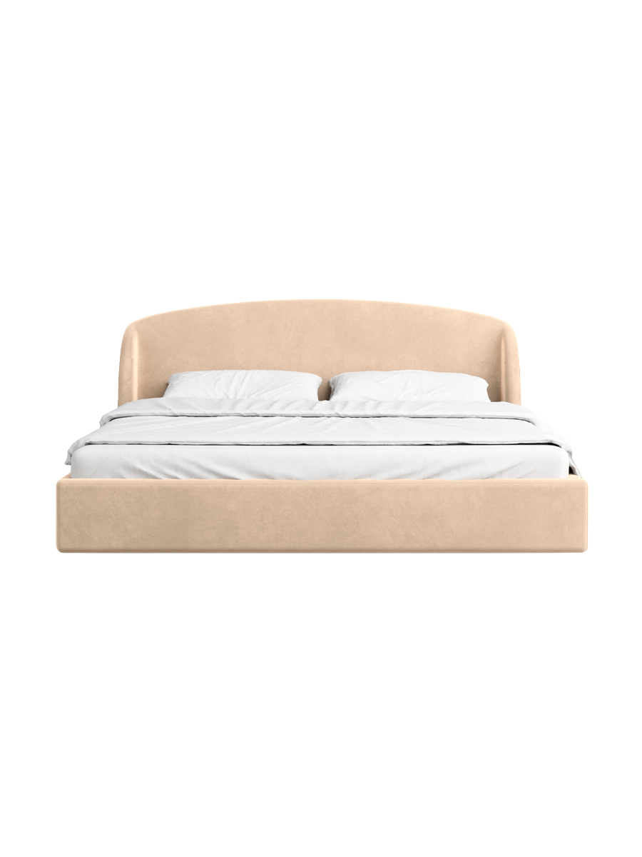 
Design Polsterbett „Eloria“ mit Ablagefach, Samt Beige - 140 x 200 cm