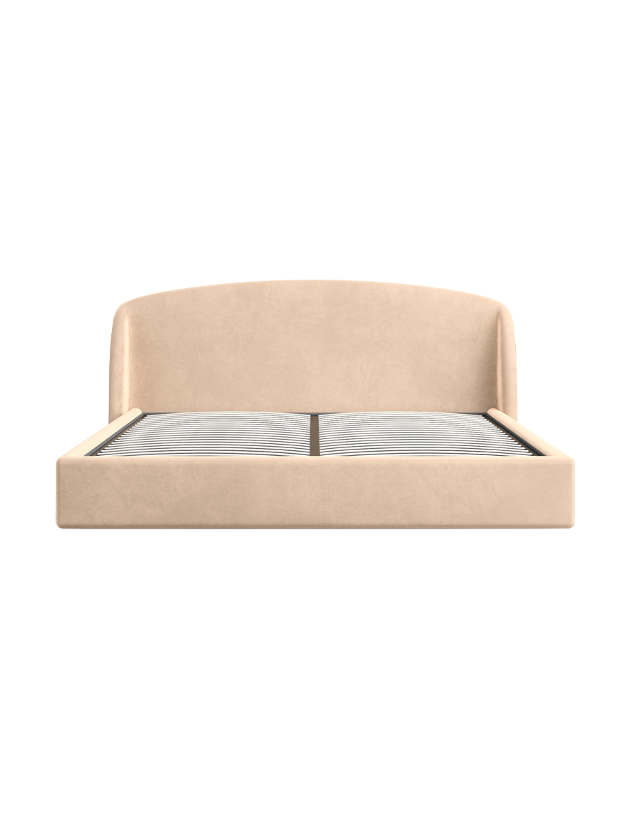 
Design Polsterbett „Eloria“ mit Ablagefach, Samt Beige - 140 x 200 cm