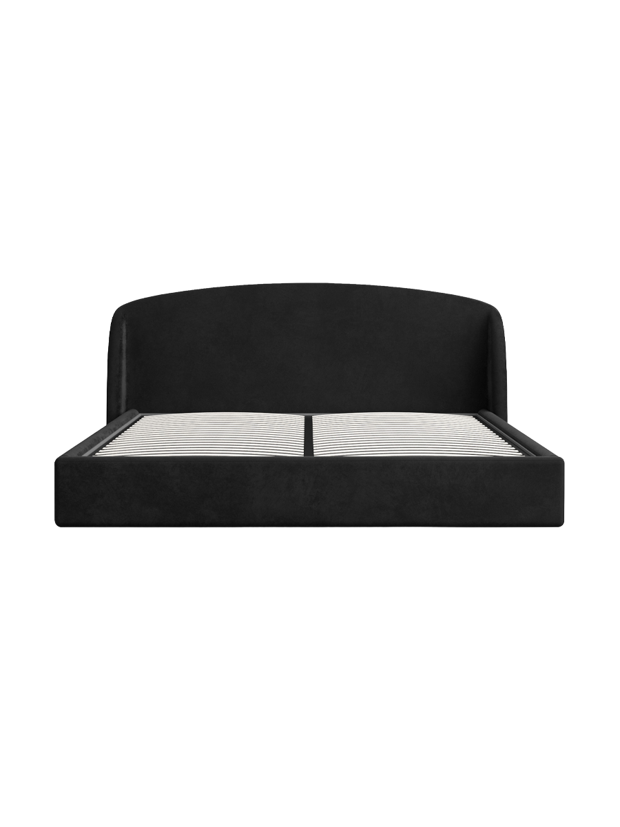 
Design Polsterbett „Eloria“ mit Ablagefach, Samt Schwarz - 140 x 200 cm