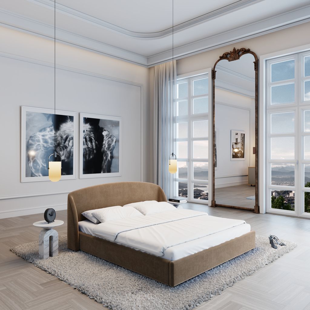 
Design Polsterbett „Eloria“ mit Ablagefach, Samt Braun - 140 x 200 cm