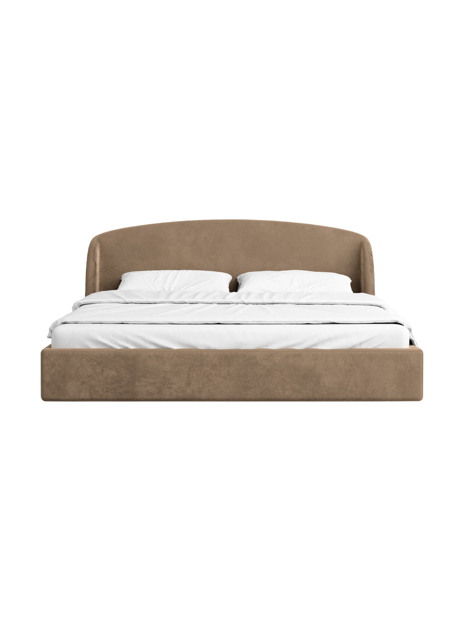 
Design Polsterbett „Eloria“ mit Ablagefach, Samt Braun - 140 x 200 cm