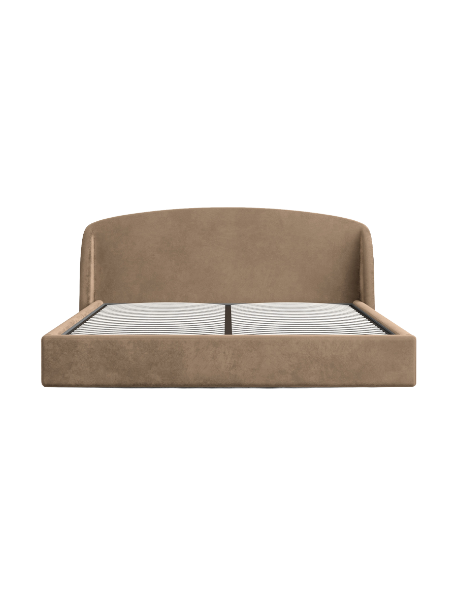 
Design Polsterbett „Eloria“ mit Ablagefach, Samt Braun - 140 x 200 cm