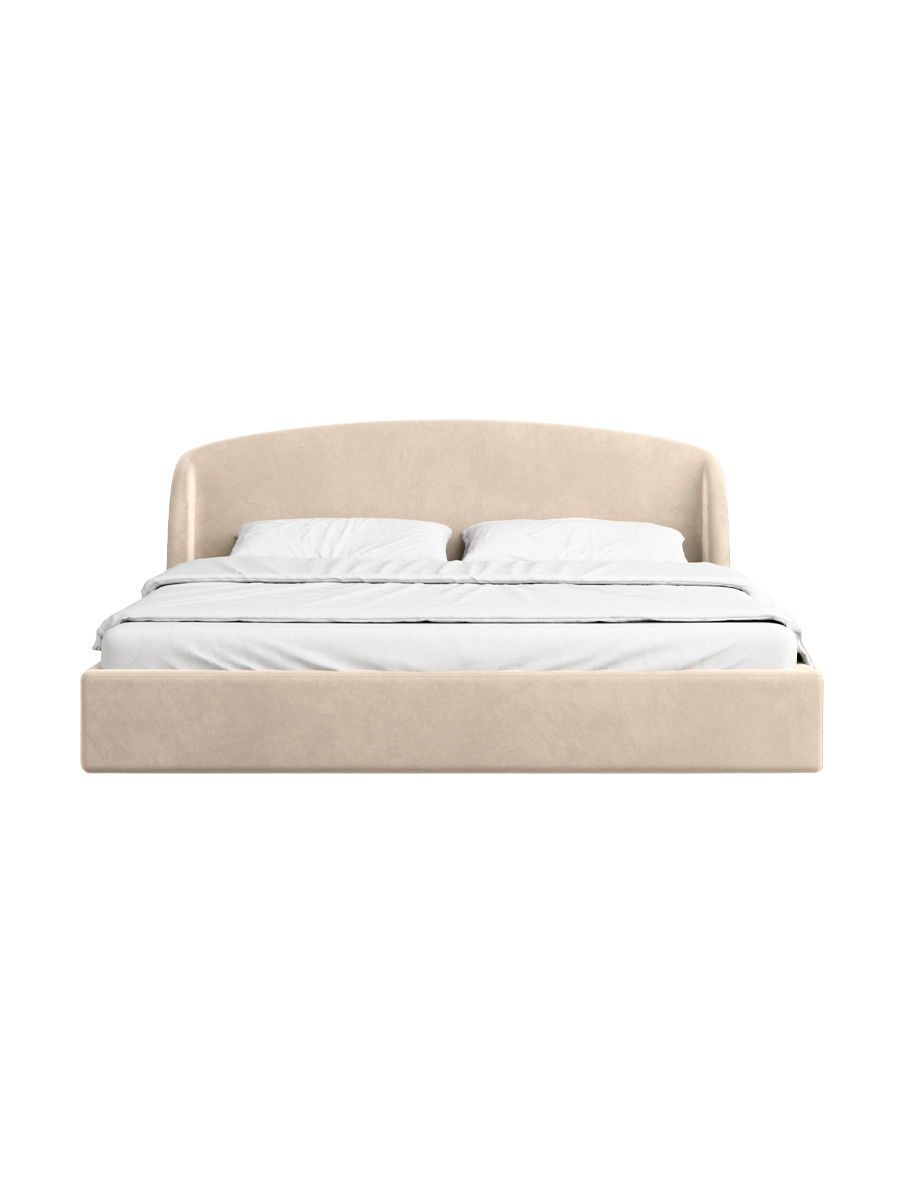 
Design Polsterbett „Eloria“ mit Ablagefach, Samt Cream - 140 x 200 cm