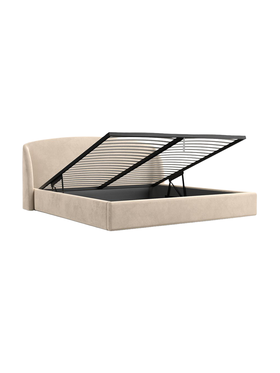 
Design Polsterbett „Eloria“ mit Ablagefach, Samt Cream - 140 x 200 cm