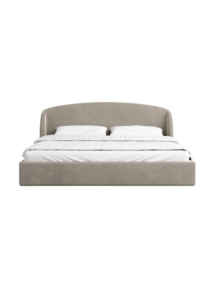 
Design Polsterbett „Eloria“ mit Ablagefach, Samt Beige dunkel - 140 x 200 cm