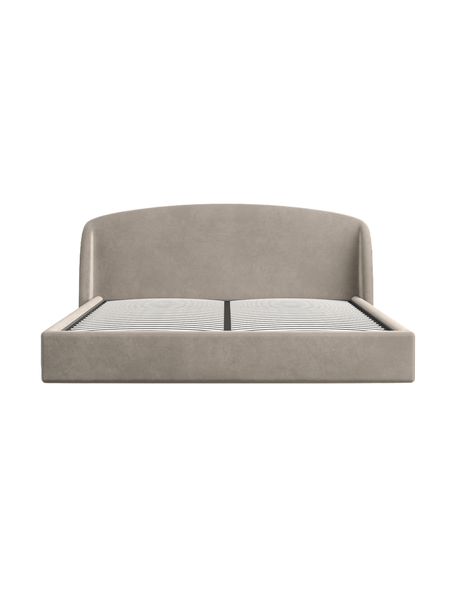 
Design Polsterbett „Eloria“ mit Ablagefach, Samt Beige dunkel - 140 x 200 cm