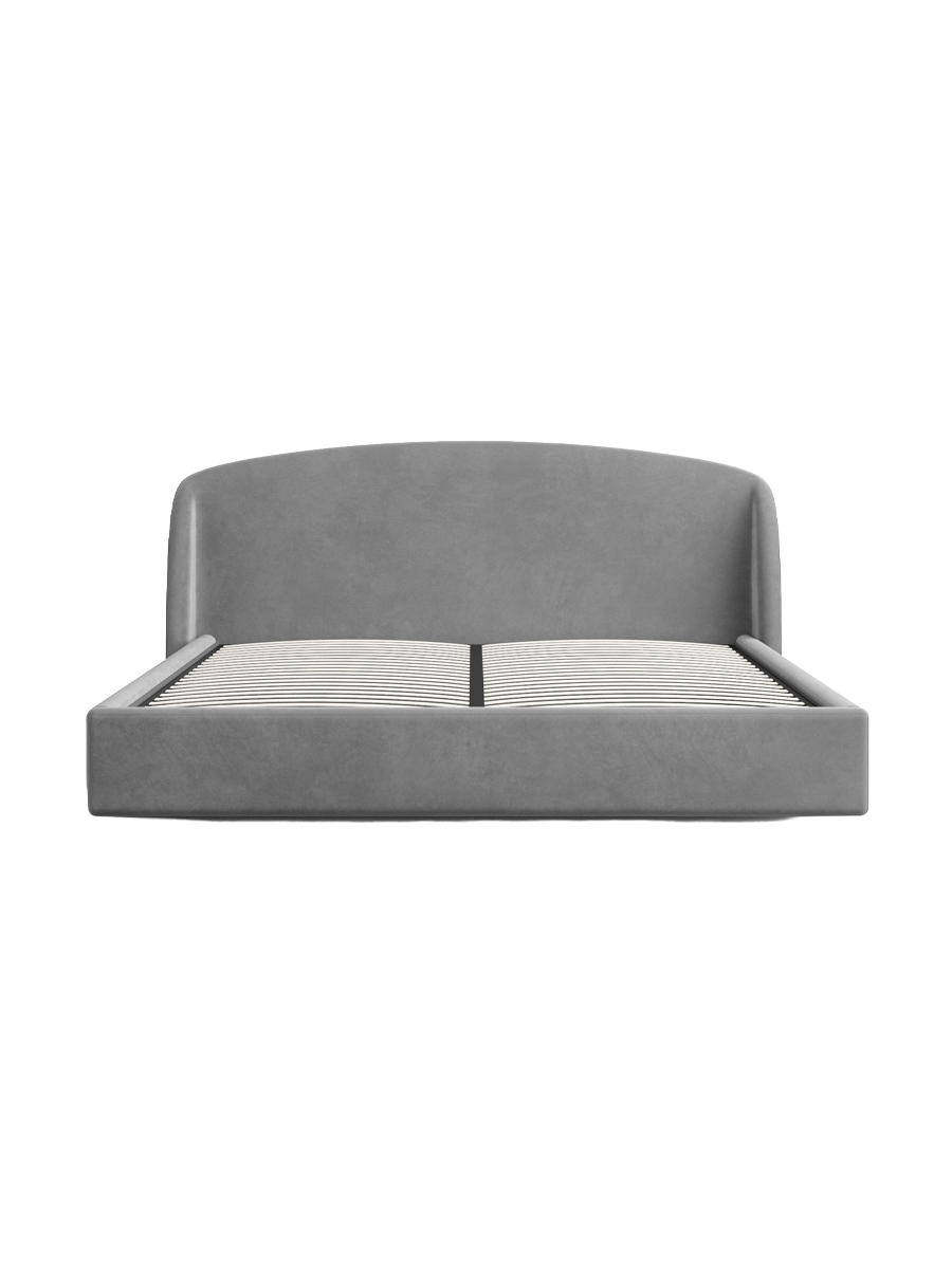 
Design Polsterbett „Eloria“ mit Ablagefach, Samt Grau - 140 x 200 cm