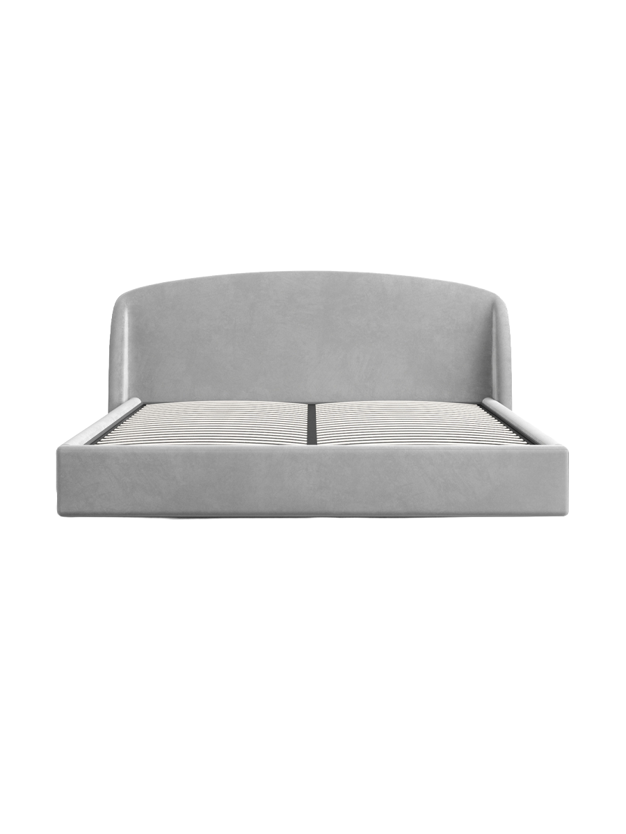 
Design Polsterbett „Eloria“ mit Ablagefach, Samt Hellgrau - 140 x 200 cm