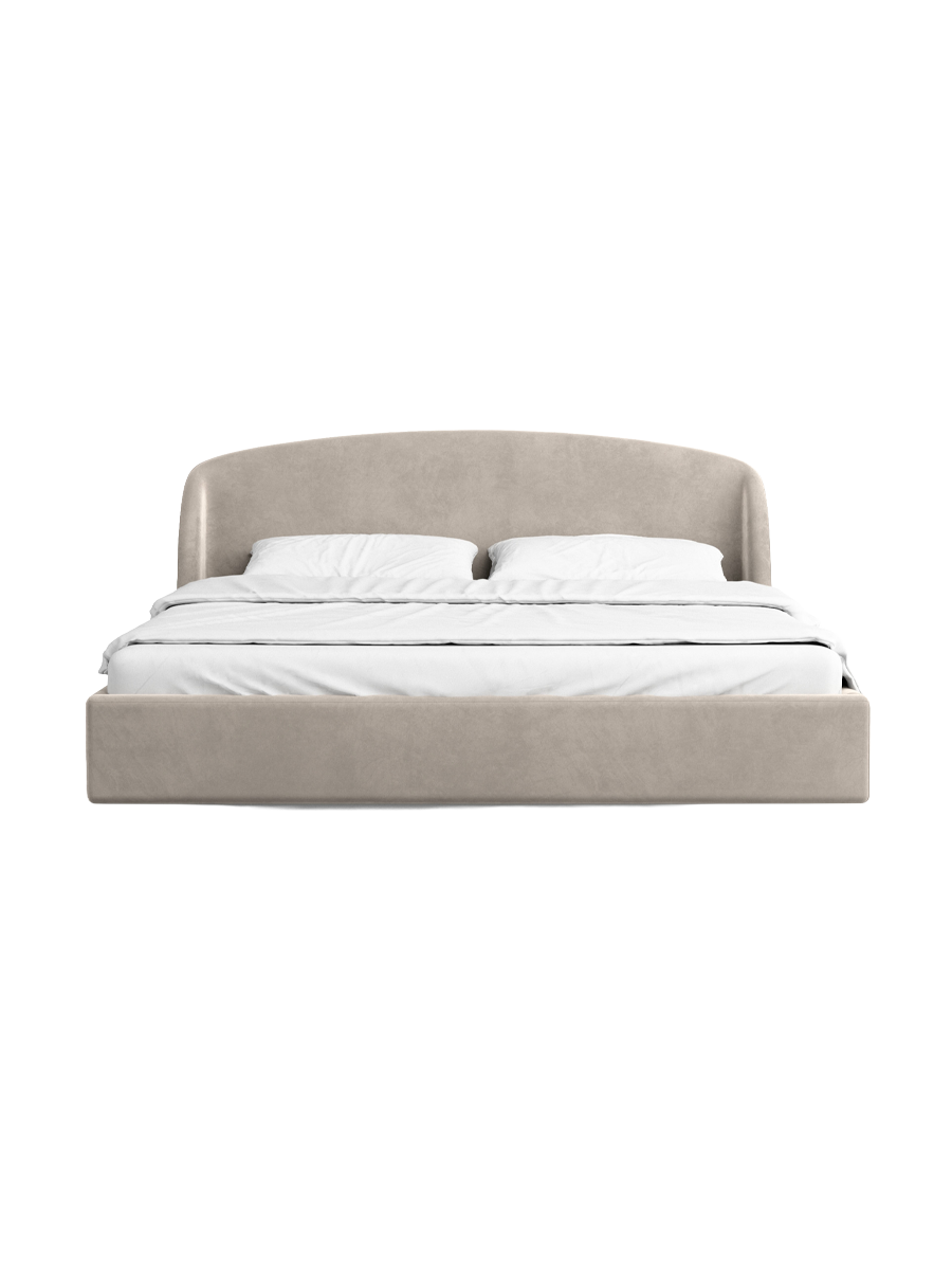 
Design Polsterbett „Eloria“ mit Ablagefach, Samt Sand - 140 x 200 cm