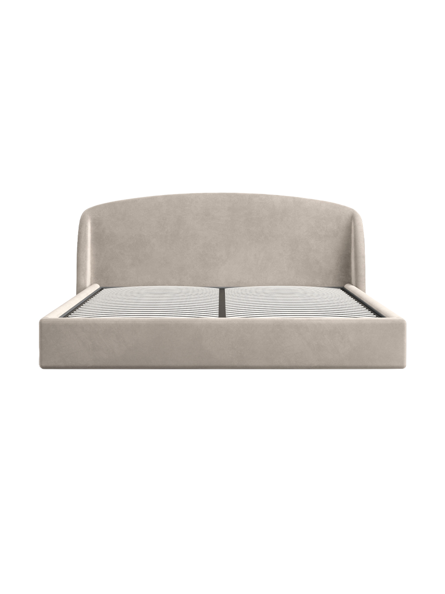 
Design Polsterbett „Eloria“ mit Ablagefach, Samt Sand - 140 x 200 cm