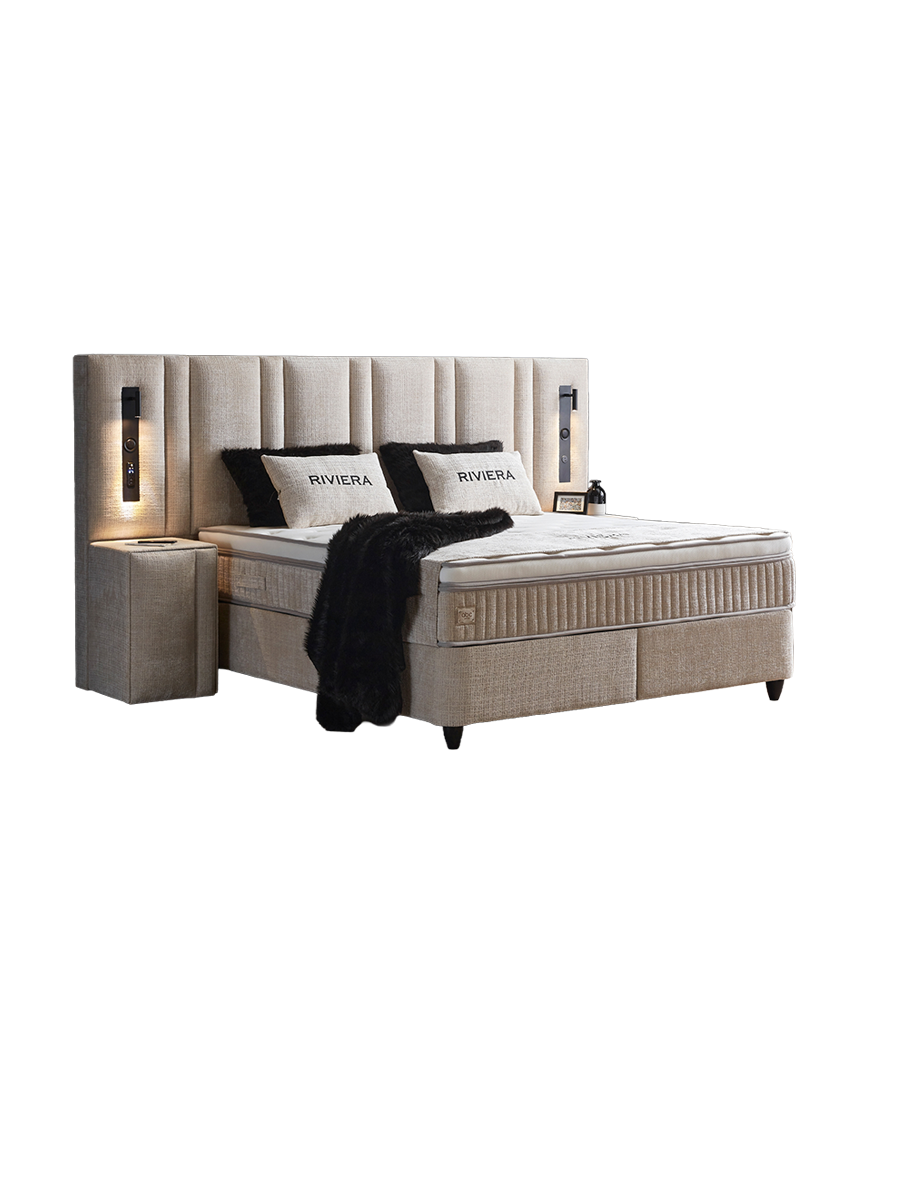 
Designer Box Spring Bed "Riviera", Various Sizes - Without accessories / Mattress size: 160 x 200 cm