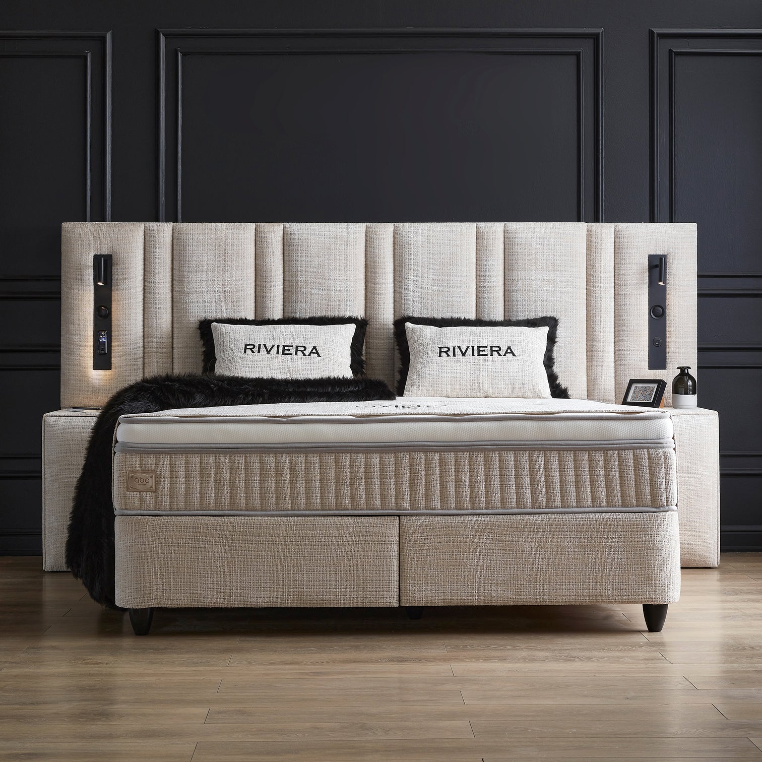 
Designer Box Spring Bed "Riviera", Various Sizes - Without accessories / Mattress size: 160 x 200 cm
