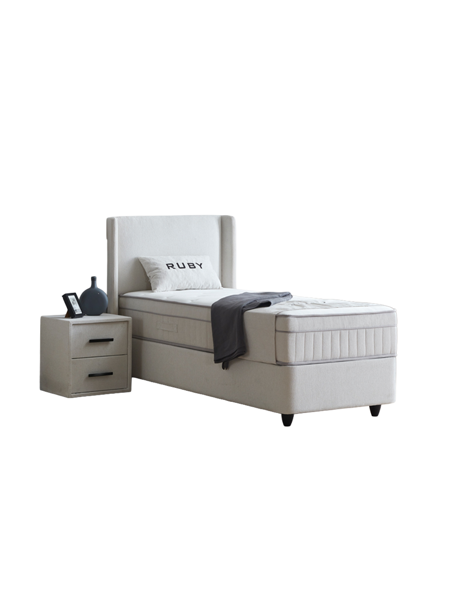 
Premium Single Box Spring Bed "Ruby" incl. Mattress & Topper - Without accessories