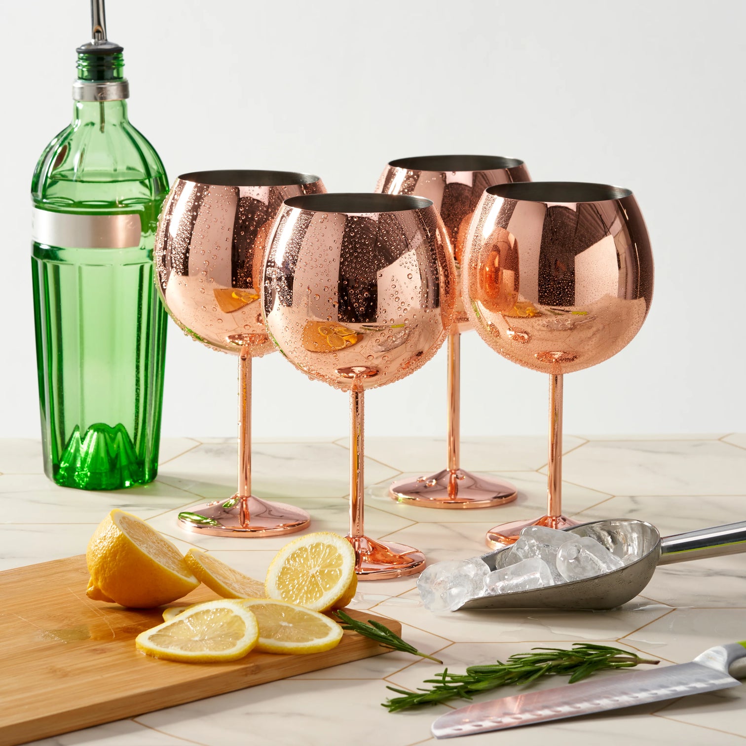 
Set of 4 unbreakable stainless steel Gin Glasses "Steel", 700 ml