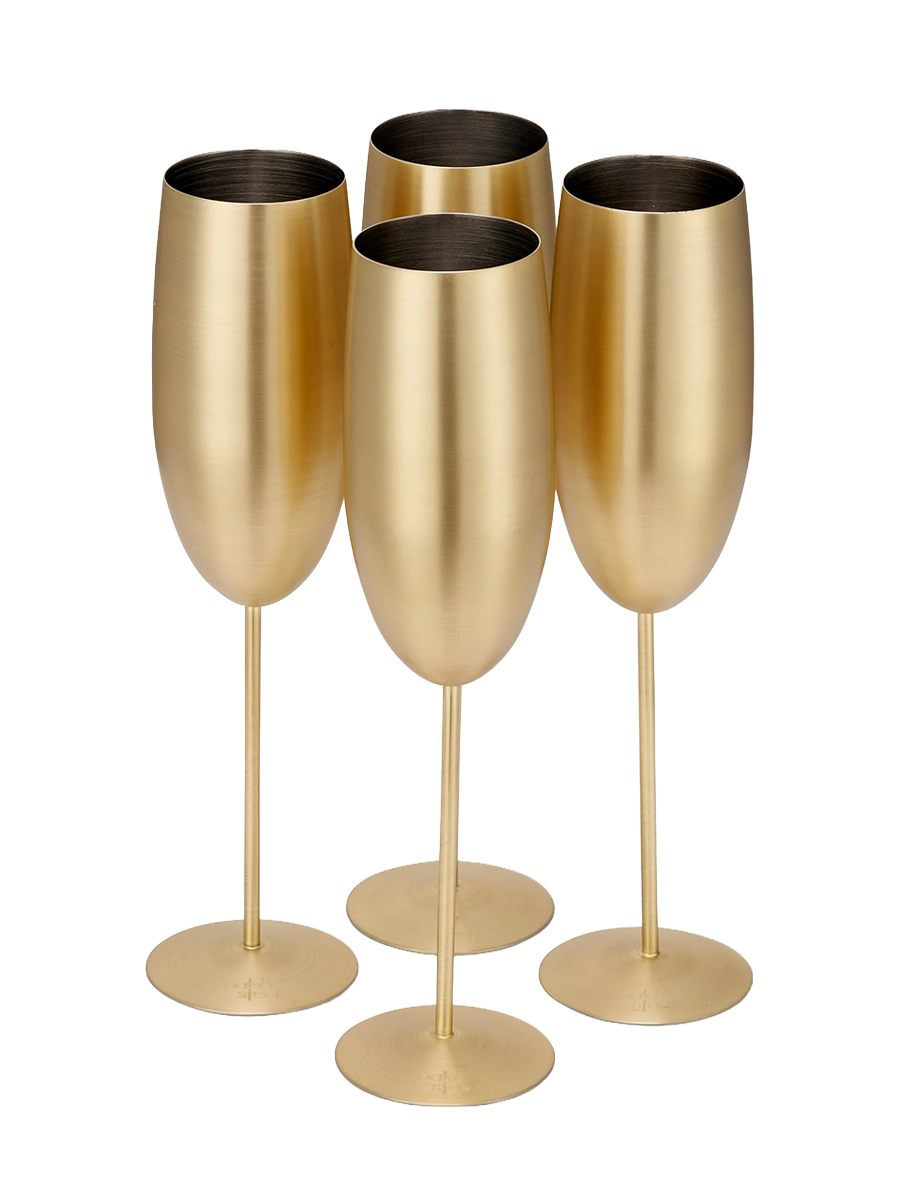 
4-er Set bruchsichere Champagnergläser „Steel“, 285 ml - Silber matt