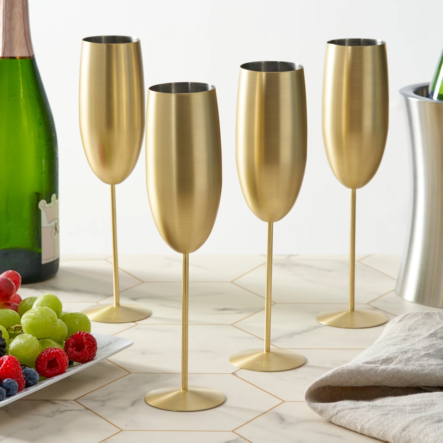 
4-er Set bruchsichere Champagnergläser „Steel“, 285 ml - Silber matt