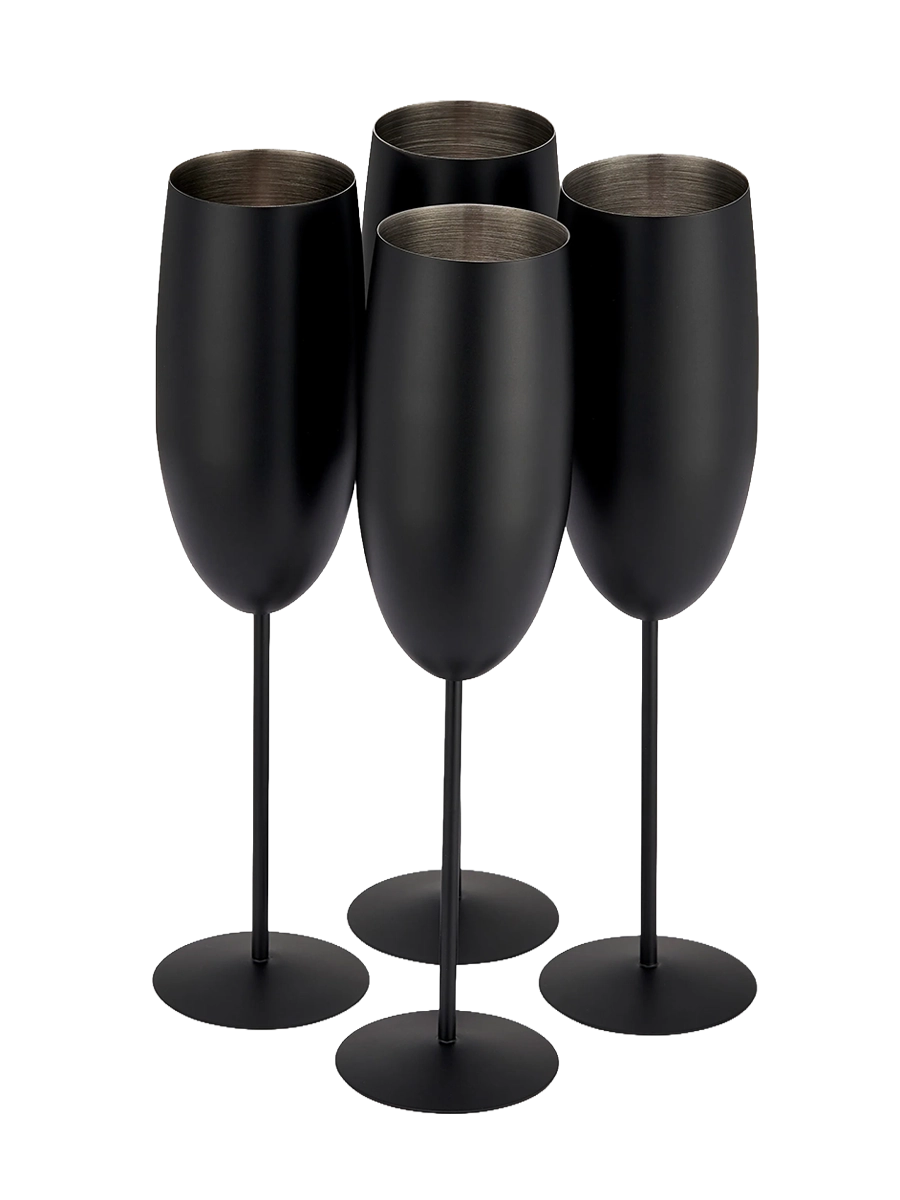
4-er Set bruchsichere Champagnergläser „Steel“, 285 ml - Schwarz matt