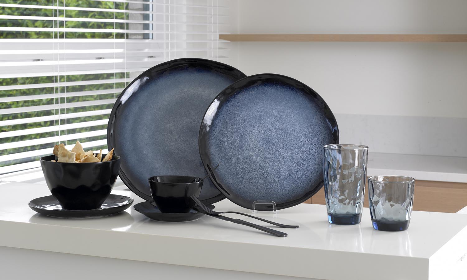 
Geschirr-Set „Sapphire Round“, 24-teilig