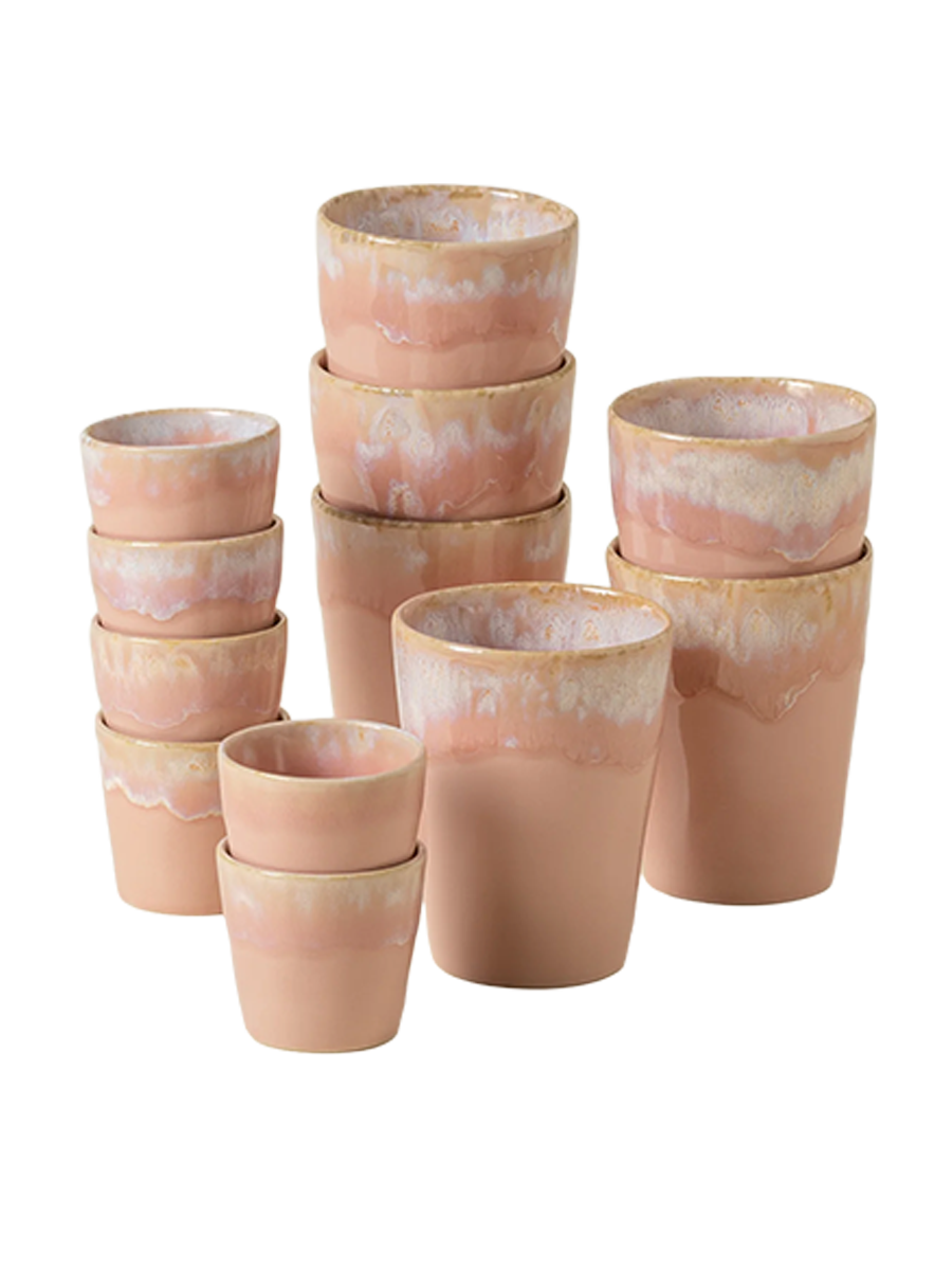 
Lot de 12 tasses artisanales « Grespresso Espresso & Mocha » Rose pâle