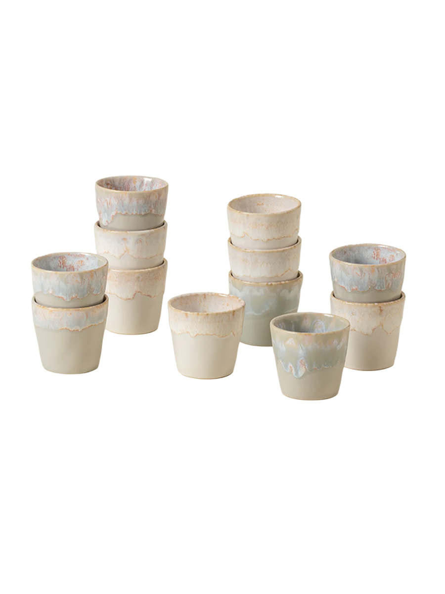 
Set de tasses à espresso fait main 12 pièces « Grespresso » White & Grey
