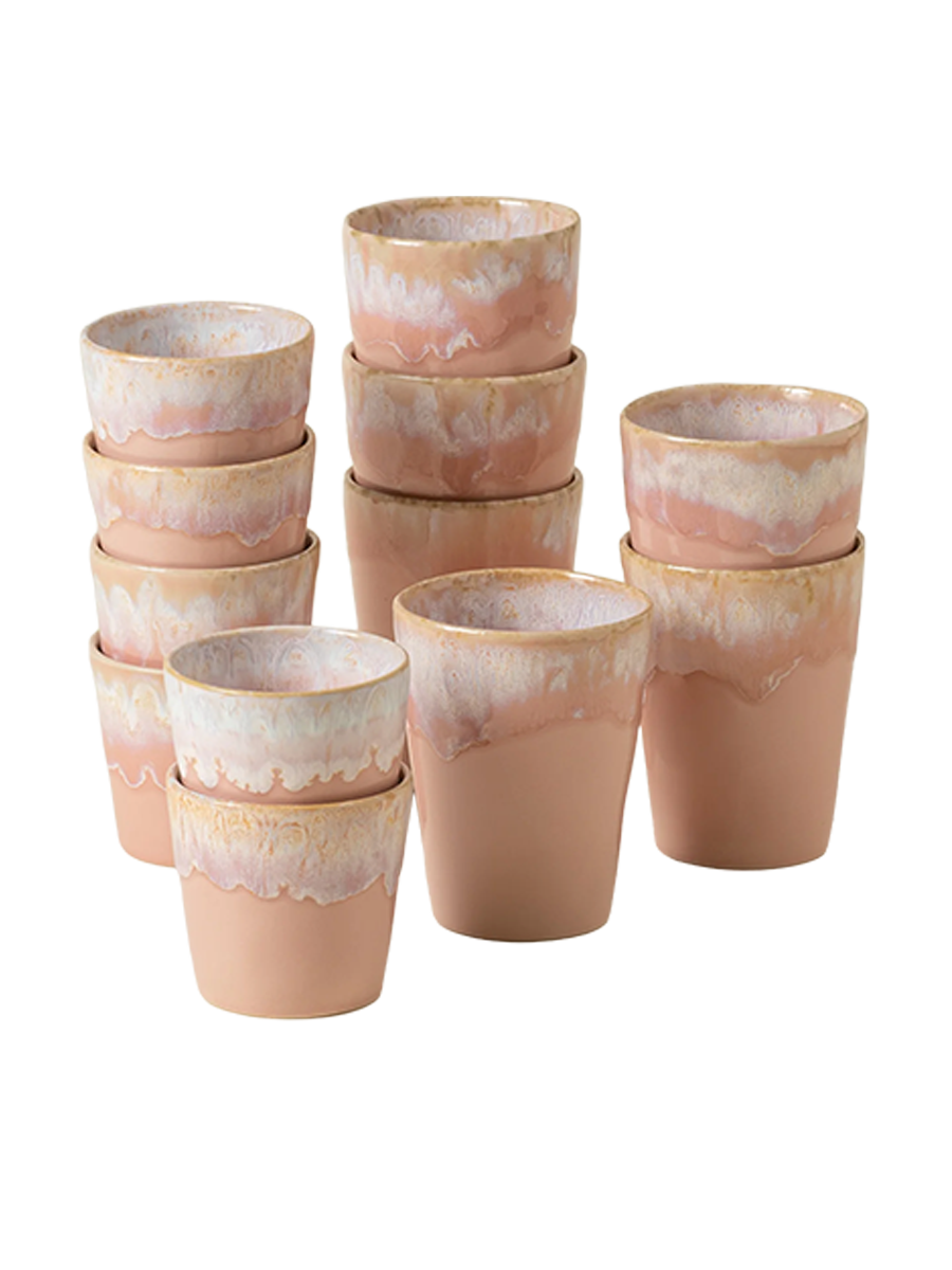 
Coffret de 12 tasses artisanales « Grespresso Lungo & Mocha » rose pâle