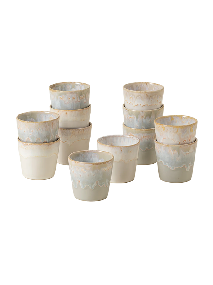 
Set de tasses "Grespresso Lungo" White & Grey fait main, 12 pièces