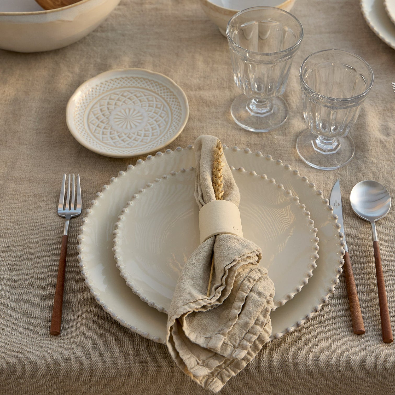 
Handmade Dinnerware Set "Pearl Cream", 5-piece