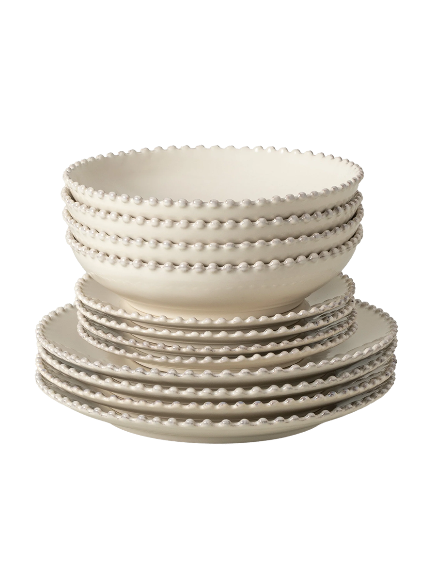 
Handmade Dinnerware Set "Pearl Cream", 4 persons, 12 pieces