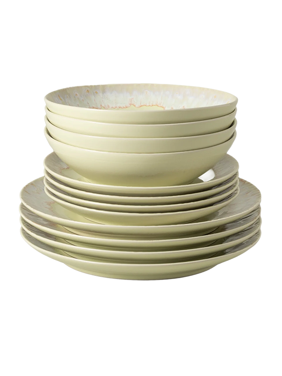 
Service de table artisanal « Taormina Yellow », 4 personnes, 12 pièces