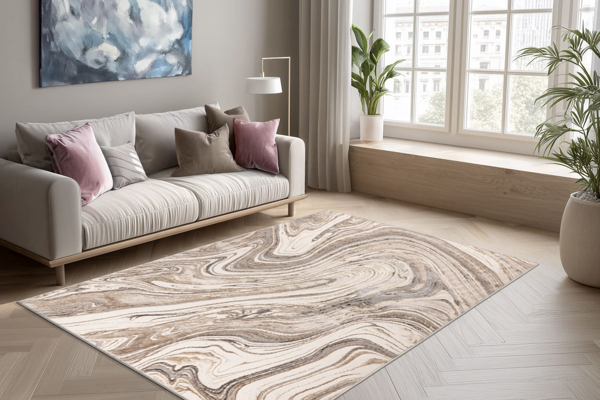 
Designer Rug "Sedef 401" - Silver/Beige - 80 x 150 cm